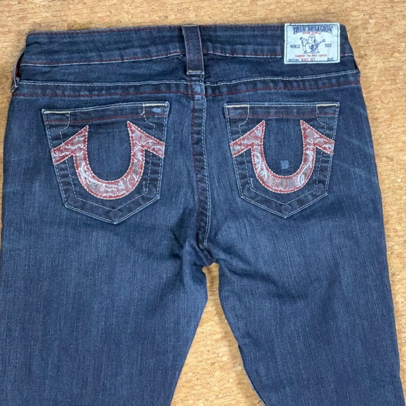 True Religion Bootcut Jeans Women’s Sz 29 Made in USA Dark Wash Flare Denim Y2K - Picture 3 of 12